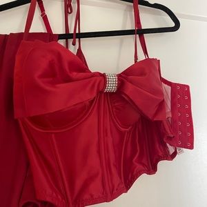 Victoria’s secret Valentines bra and red pants
